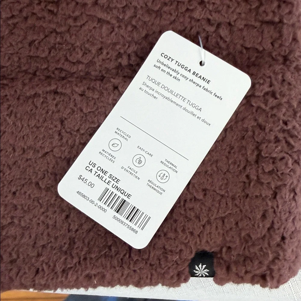 901 NEW! Athleta Cozy Tugga Brown Fleece Beanie